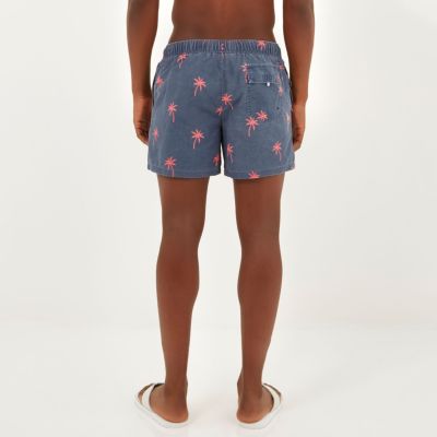 Grey palm tree print swim shorts
